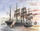 Zum Vergrößern auf das Bild klicken Viermastbark „Polymnia“ auf der Elbe